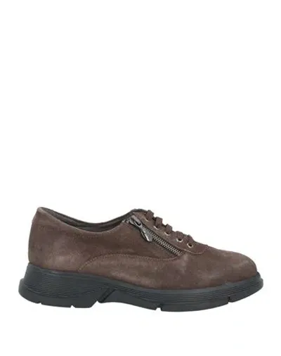 Scholl Woman Lace-up Shoes Dark Brown Size 8 Leather