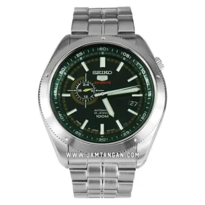 Pre-owned Seiko 5 Ssa063k1 Sport Automatic Dark Green Dial Stainless Steel Strap