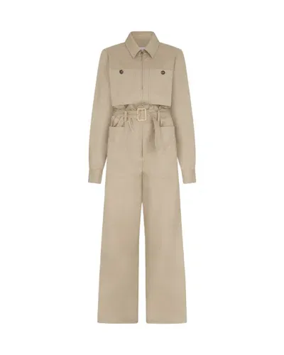 Serena Bute Cargo Jumpsuit - Ecru In Neutrals