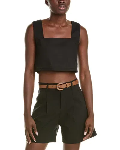 Serenette Linen-blend Crop Top In Black