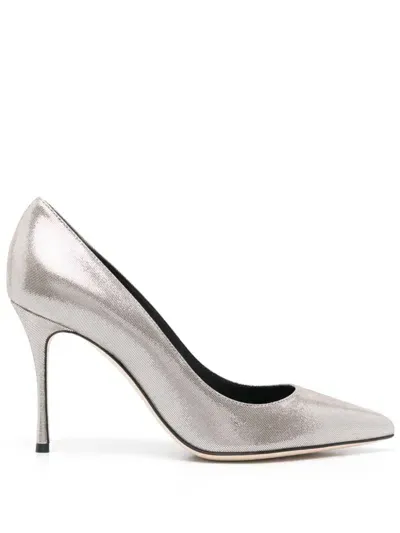 Sergio Rossi Woman Pumps Silver Size 8 Leather