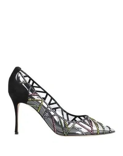 Sergio Rossi Woman Pumps Black Size 8 Pvc - Polyvinyl Chloride, Leather