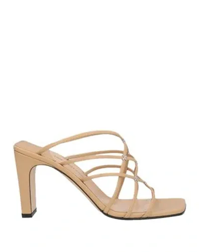 Sergio Rossi Woman Sandals Sand Size 9 Leather In Beige