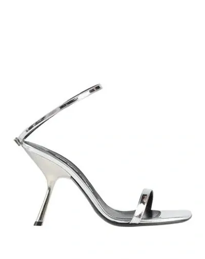 Sergio Rossi Woman Sandals Silver Size 8 Calfskin