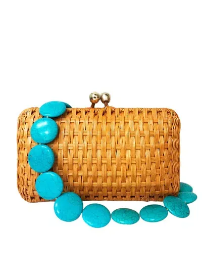 Serpui Women's Alma Wicker Clutch With Beaded Strap In Honey In Gold