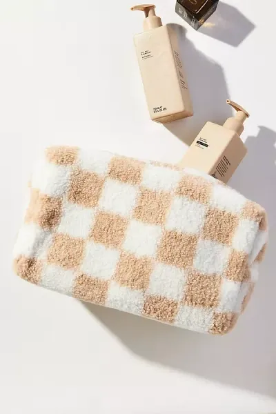 Shiraleah Andie Sherpa Zip Pouch In Beige