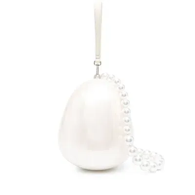 Simone Rocha Micro Egg Pearl-effect Clutch Bag In Neutrals