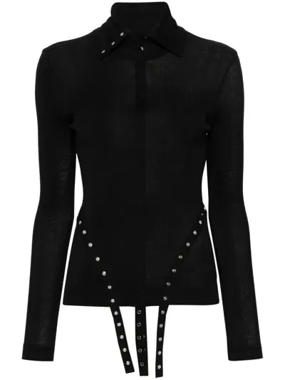 Simone Rocha Black Strap-embellished Cotton Sweater