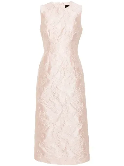 Simone Rocha Pink Crinkled-effect Midi Dress