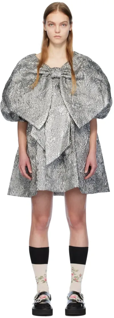 Simone Rocha Silver Double Bow Minidress