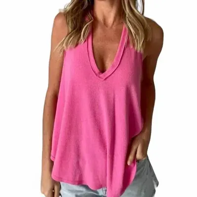 Six/fifty Crepe Hacci Racerback Top In Pink