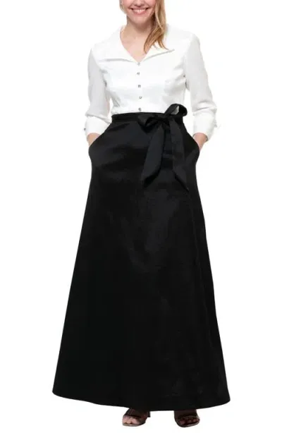 Sl Fashions Taffeta A-line Gown In Black White