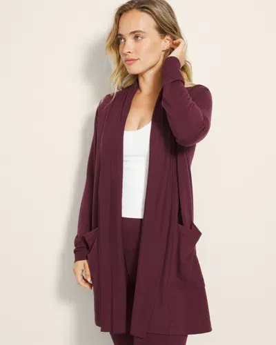 Soma Women's Ultra Soft Fleece Cardigan In Purple Size Small |  In Merlot