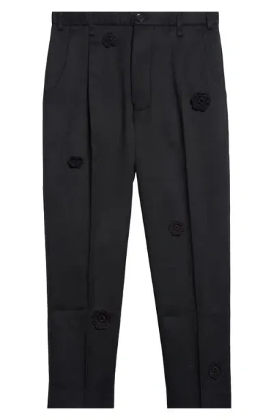 Song For The Mute Daisy Pleated Wool Pants In Black