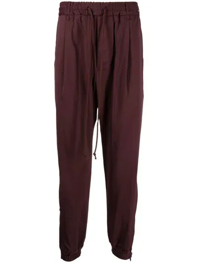 Song For The Mute ‘golay' Zipped Cuffs Satin Track Pants In Red