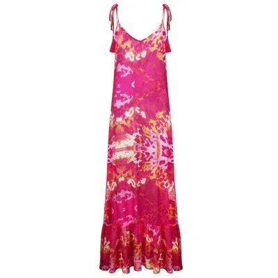 Sophia Alexia Women's Pink / Purple / Yellow Exotic Pink Maxi Sun Dress In Pink/purple/yellow