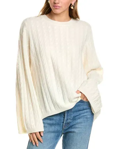 Sophie Rue Crewneck Cable Cashmere Sweater In White