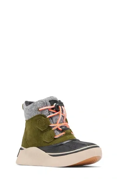 Sorel Kids' Out N About Iv Chillz Waterproof Duck Boot In Utility Green/black