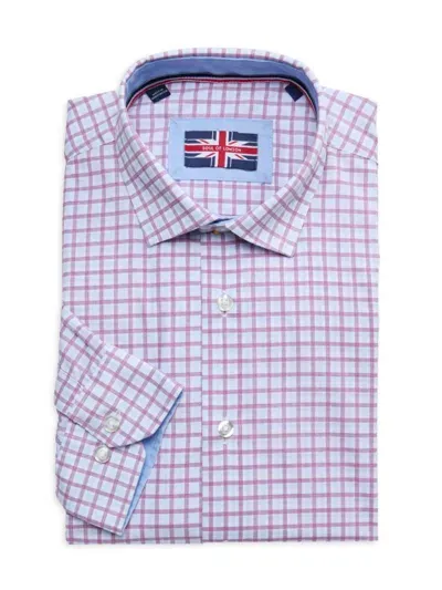 Soul Of London Men's Check Dress Shirt In Mauve Multi