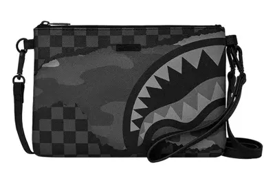 Pre-owned Sprayground 3am Tear It Up Crossover Clutch Black/grey Checker/camo