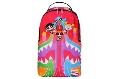 Pre-owned Sprayground X Power Puff Girls Sharkmouth Flying Trails Busting Out (dlxsr) Backpack Pink/multi