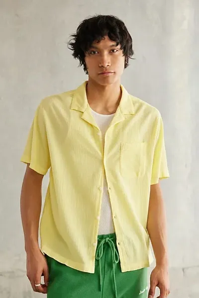 Standard Cloth Liam Cotton Crinkle Shirt Top In Yellow Iris, Men's At Urban Outfitters