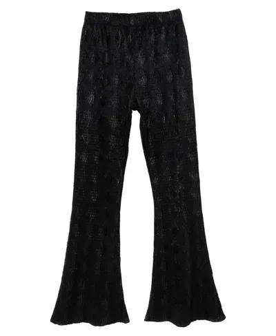 Stella 88 Kids' Big Girls Textured Knit Flare Pant In Black