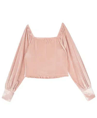 Stella 88 Kids' Big Girls Velvet Faux Corset Top In Blush