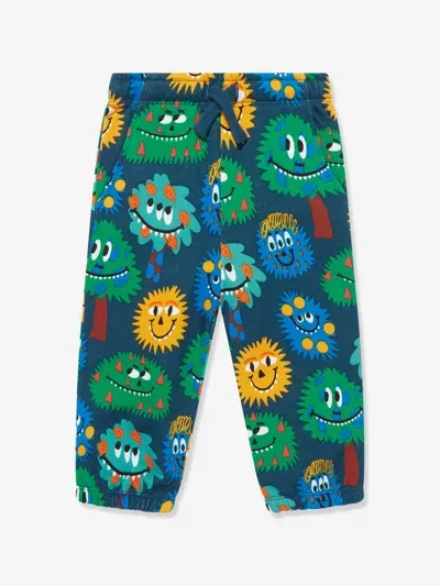 Stella Mccartney Babies' Monster-print Cotton Leggings In Blue