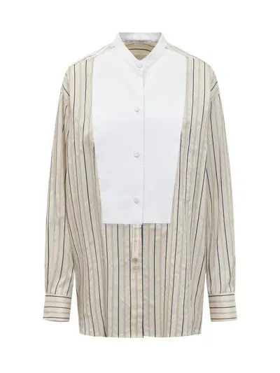 Stella Mccartney Curved Hem Panelled Striped Shirt In Multi