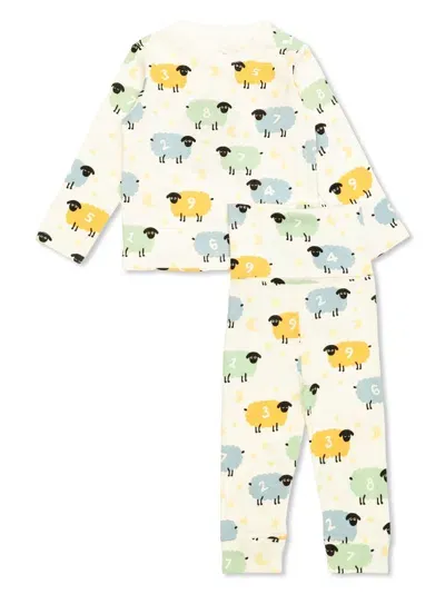 Stella Mccartney Babies' Sheep-print Cotton Trousers (set Of Two) In Neutrals