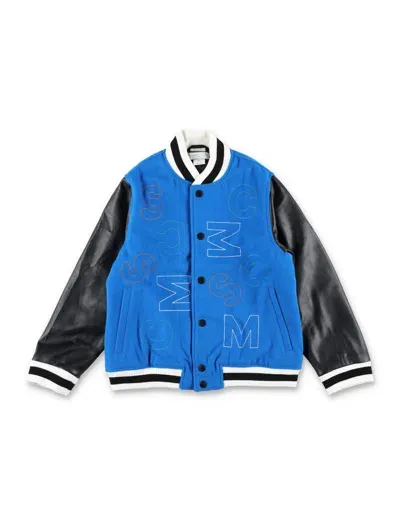 Stella Mccartney Kids' Varsity Bomber In Blue