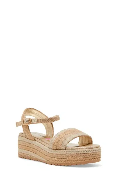 Steve Madden Kids' Jcleo Ankle Strap Espadrille Platform Wedge Sandal In Natural