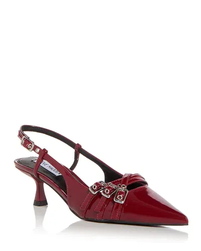 Steve Madden Women's Loca Slingback Buckled Pumps In Red Patent