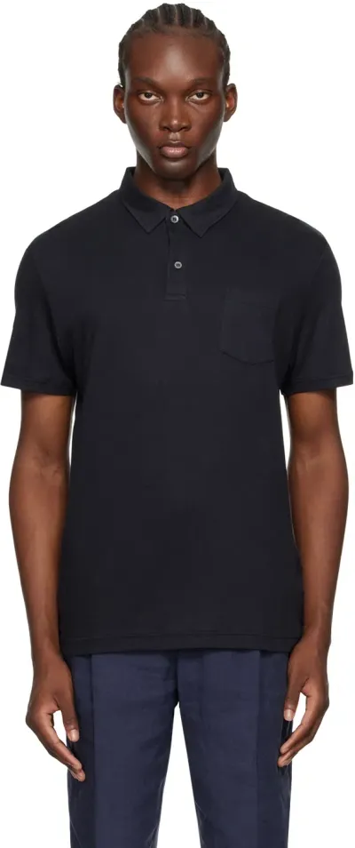 Sunspel Riviera Slim-fit Cotton-mesh Polo Shirt In Black