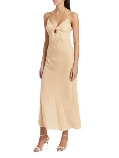 Susana Monaco Women's Velvet Silk Blend Cutout Maxi Slip Dress In Belgian Creme