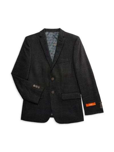 Tallia Kids' Boy's Plaid Blazer In Charcoal