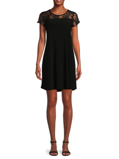 Tash + Sophie Women's Lace Trim Mini Dress In Black