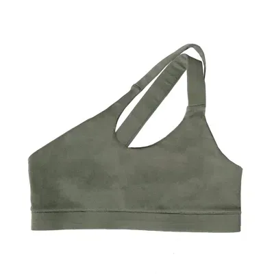 Taupe Activewear Women's Green Lina Olive One Shoulder Bra