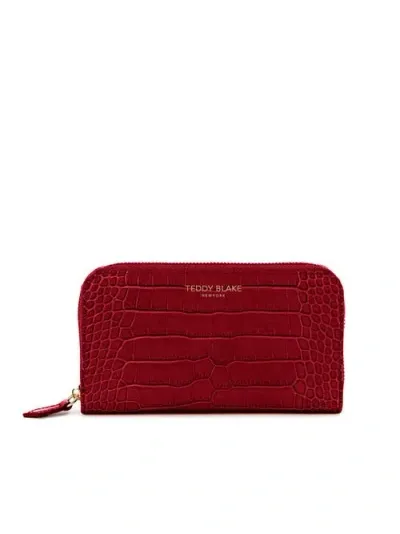 Teddy Blake Zipwallet Croco In Dark Red