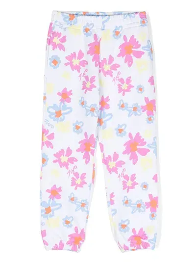 There Was One Kids' Floral-print Track Pants In White