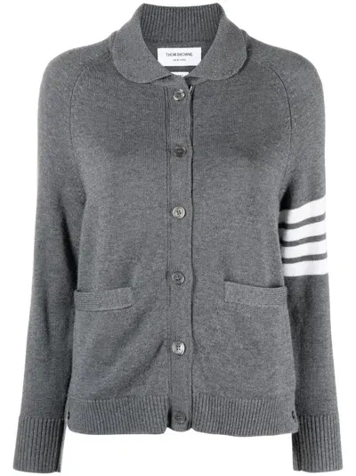 Thom Browne 4-bar Stripe Cardigan In Grey