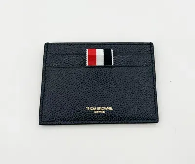 Thom Browne Pebbled Leather Card Holder - Navy In Blue