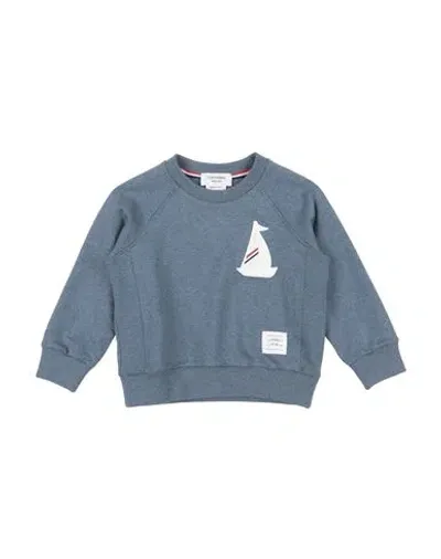 Thom Browne Babies'  Toddler Boy Sweatshirt Slate Blue Size 3 Cotton, Elastane, Polyester