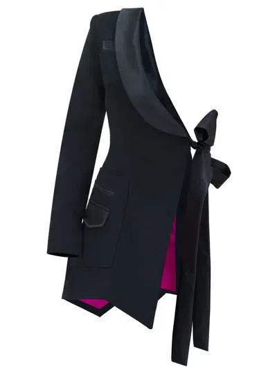 Tia Dorraine Women's Black / Pink / Purple Double Identity Asymmetric Half Blazer In Black/pink/purple