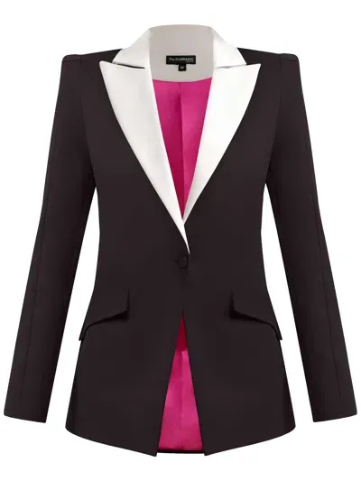 Tia Dorraine Women's Black / White Illusion Classic Tailored Blazer, Black & White In Black/white