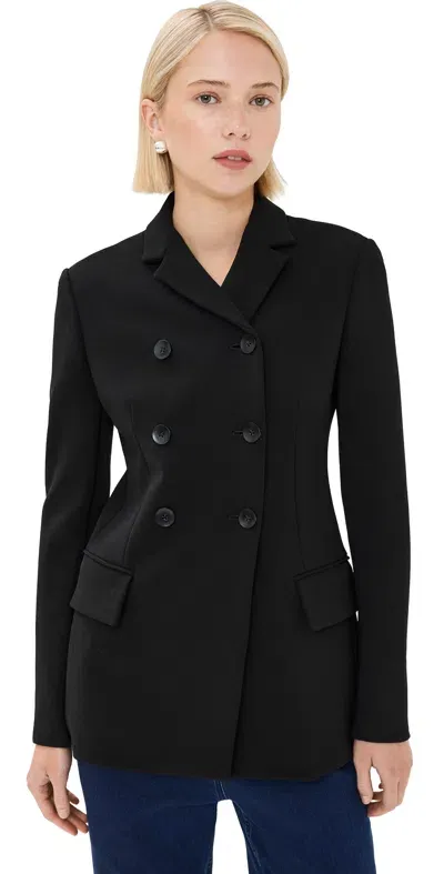 Tibi Wren Crepe Knit Fitted Blazer Black