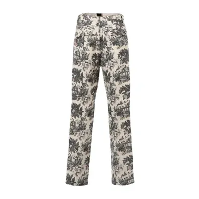 Tiny Dinosaur Chinoiserie Linen Pants In Gold