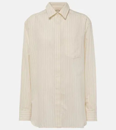 Tod's Striped Cotton And Silk Shirt In White