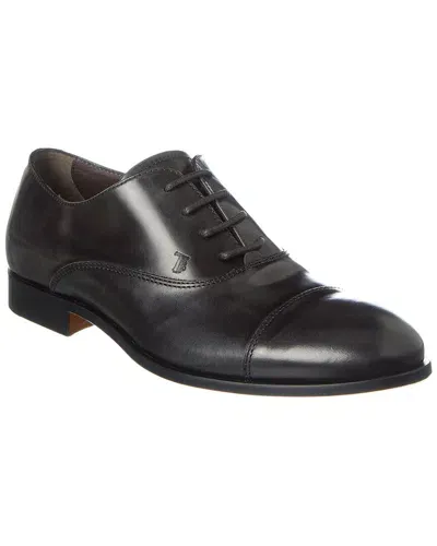 Tod's Francesina Leather Oxford In Grey